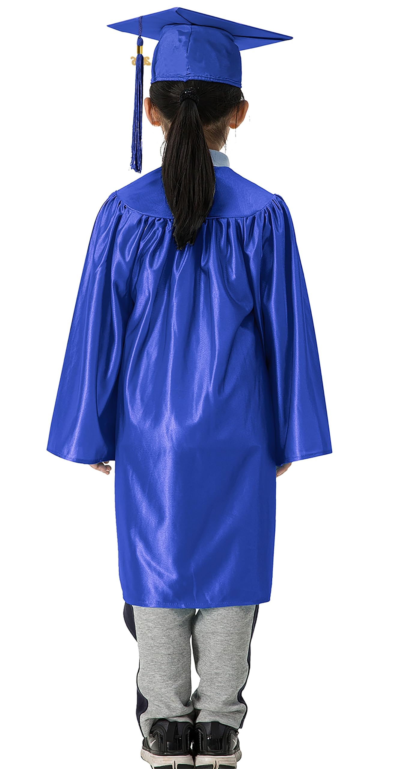GraduationMall Dziecięcy Talar z Kapeluszem Absolwentów i Frędzlami 2023 do Przedszkola, na Zakończenie Szkoły Królewski Niebieski 30(115-122cm)