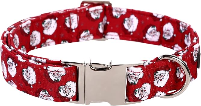 Lionet Paws Chirstmas Dog Collar, Comfortable Adjustable Cute Santa Claus Collar with Metal Buckle for Dogs Gift, Small, Neck 10-16 inches