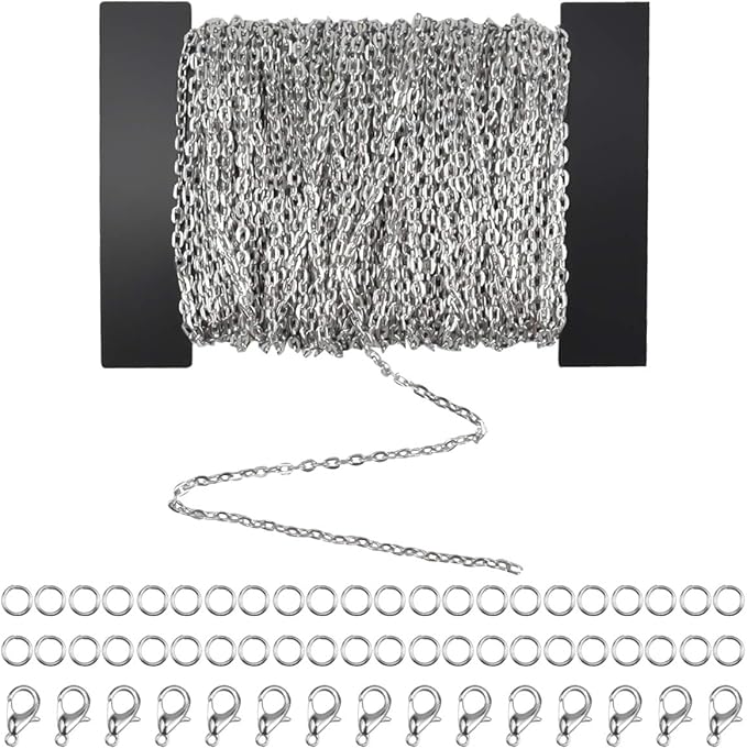 Tibapla 12 Metres Stainless Steel Cable Chains, Silver Link Chain