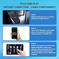 Vista 4 de Adaptador inalámbrico Android Auto, adaptador inalámbrico de coche para Android Auto, apto para teléfono Android, requiere autos Android con cable