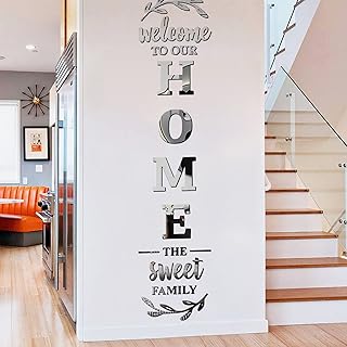 M ACHOOSE Home Decor Wall Mirrors Welcome to Our Home Signs Large Upgrade Wall Stickers Acrylic Wall Decor for Bedroom Living Room Wall Decals