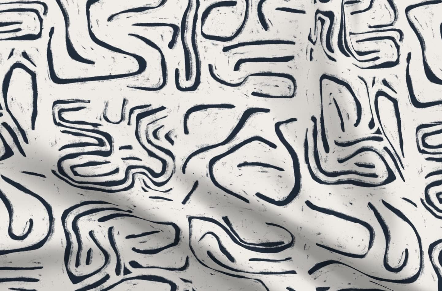 Spoonflower Fabric - Black and White Abstract Graphic Lines Egypt Ancient Doodle Minimal Printed on Performance Velvet Fabric Fat Quarter - Durable Upholstery Home Decor Accessories