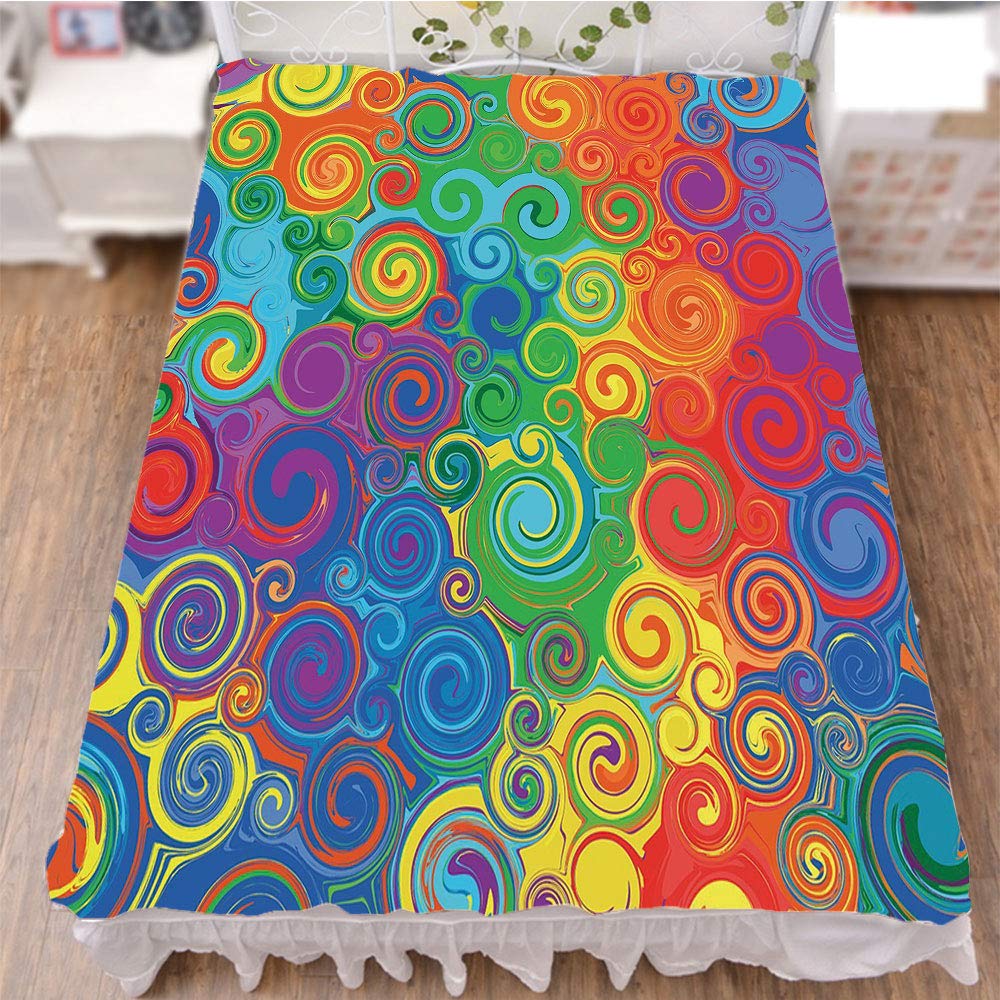 iPrint Bedding Duvet Cover Set 3D Print,Colored Curved Stripes Swirls and Shapes Pattern,Fashion Personality Customization adds Color to Your Bedroom. by 70.9"x78.7"