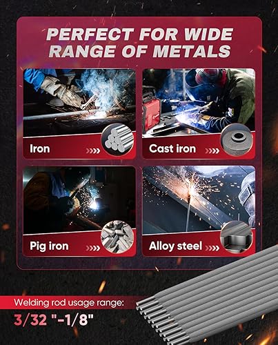 Miniatura 3 de Saker Mini soldador de palo, máquina de soldadura portátil de 110 V, soldador de arco de 20-130 A con pantalla LED inteligente, inversor IGBT,