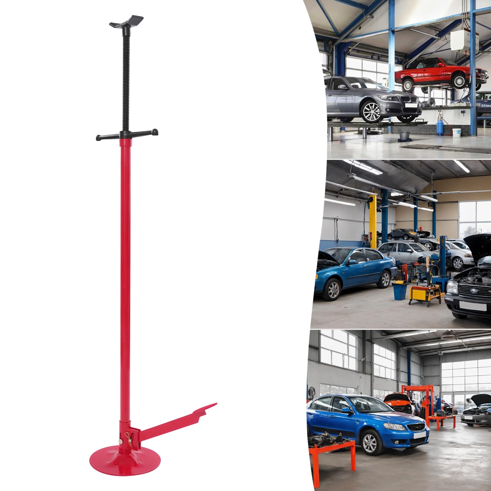 Soporte elevador con pedal de acero, capacidad de carga de 750 kg, ajustable de 133,5 a 200 cm, para taller y mantenimiento de vehículos
