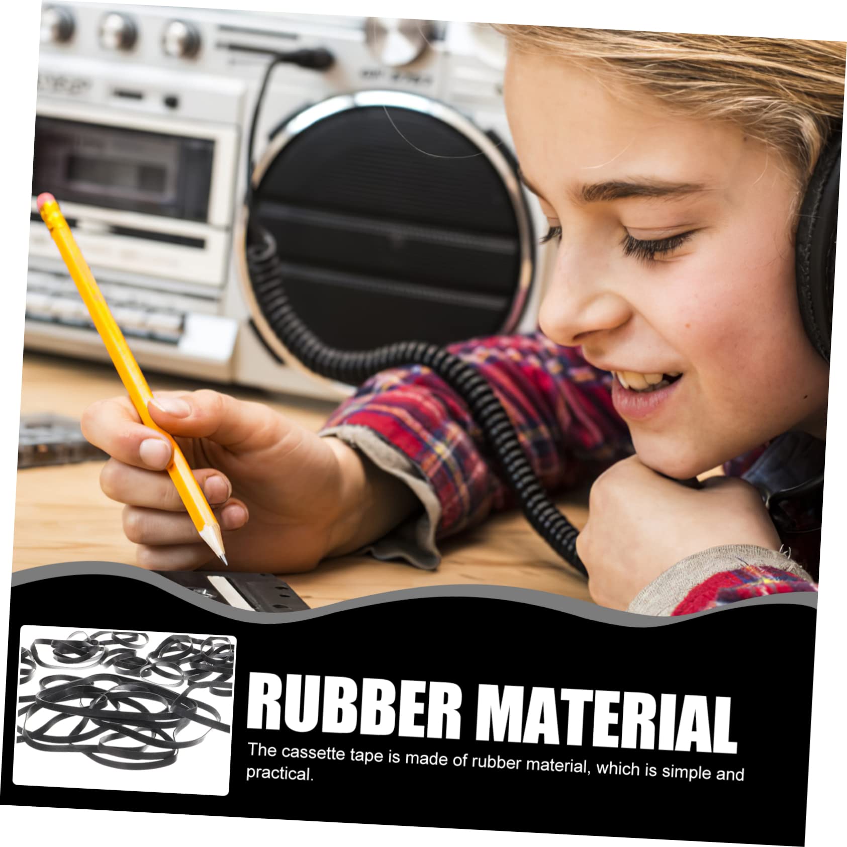 GAROZATION 50pcs Square Cassette Drive Belts for Recorder Repair Music Cassette Player Belts for Smoother Rotation Noise Reduction Compatible Cd DVD VCR Devices