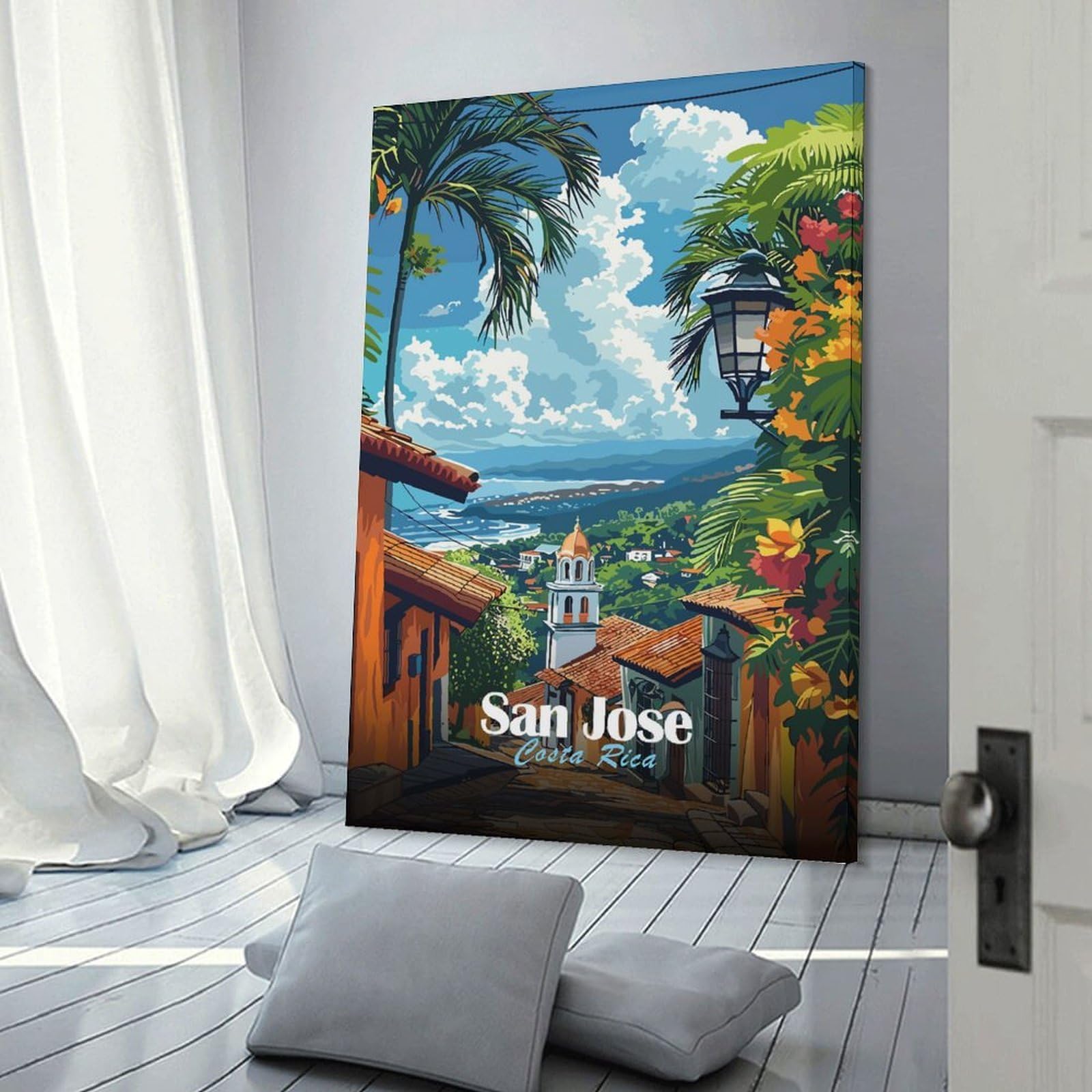 Junmoney San Jose, Costa Rica Canvas Wall Decor 20x30inch(50x75cm), for Feature Walls in Flats Or Modern Rooms, Decorative Artwork with Flexible Styling