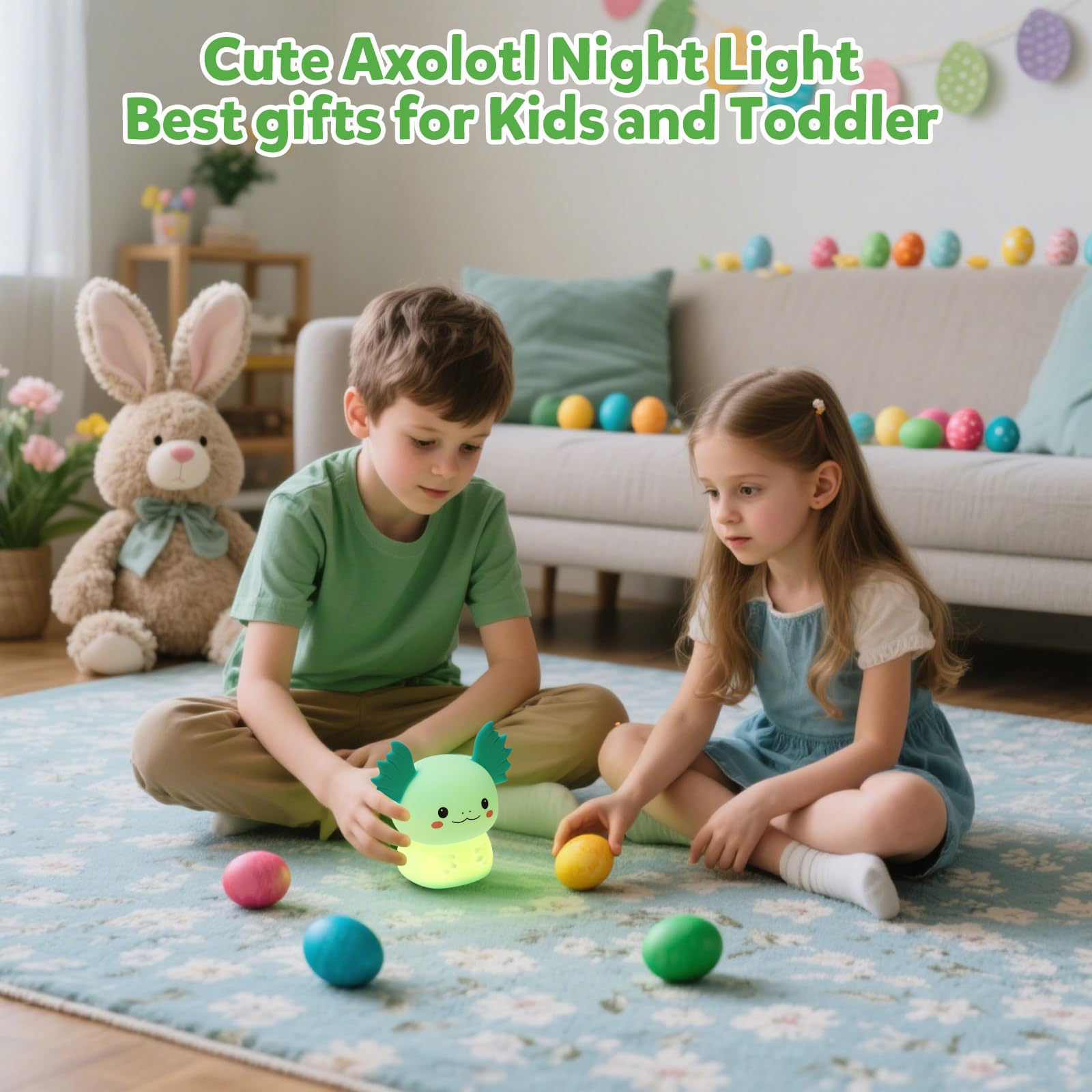 Axolotl - Luz nocturna LED regulable para el cuidado de los ojos, lámpara de noche de silicona recargable, lámpara de noche para niños, regalos para niños y niñas, decoración de sala de estar y