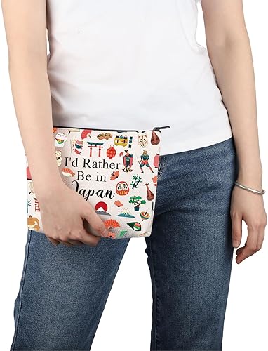 Miniatura 5 de PWHAOO Japón Travel Travel Gift I'd Rather Be in Japan Makeup Bag Japón Viaje Vacaciones Cosméticos Bolsa Japón Souvenir Gift, Más bien estar en