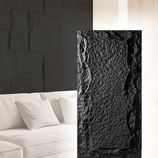 Lightweight Faux Stone Wall Panels, Realistic Stacked Stone Veneer, Suitable for TV Feature Wall/Sofa Feature Wall(Black)