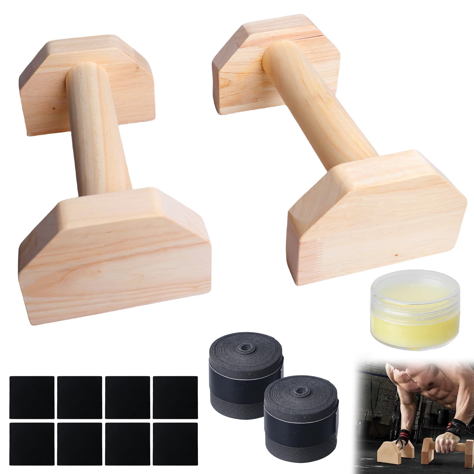 CALI SPORTS Holz-Paralletten für Calisthenics, Gymnastik, Yoga, Handständer, Press-Up-Griffe