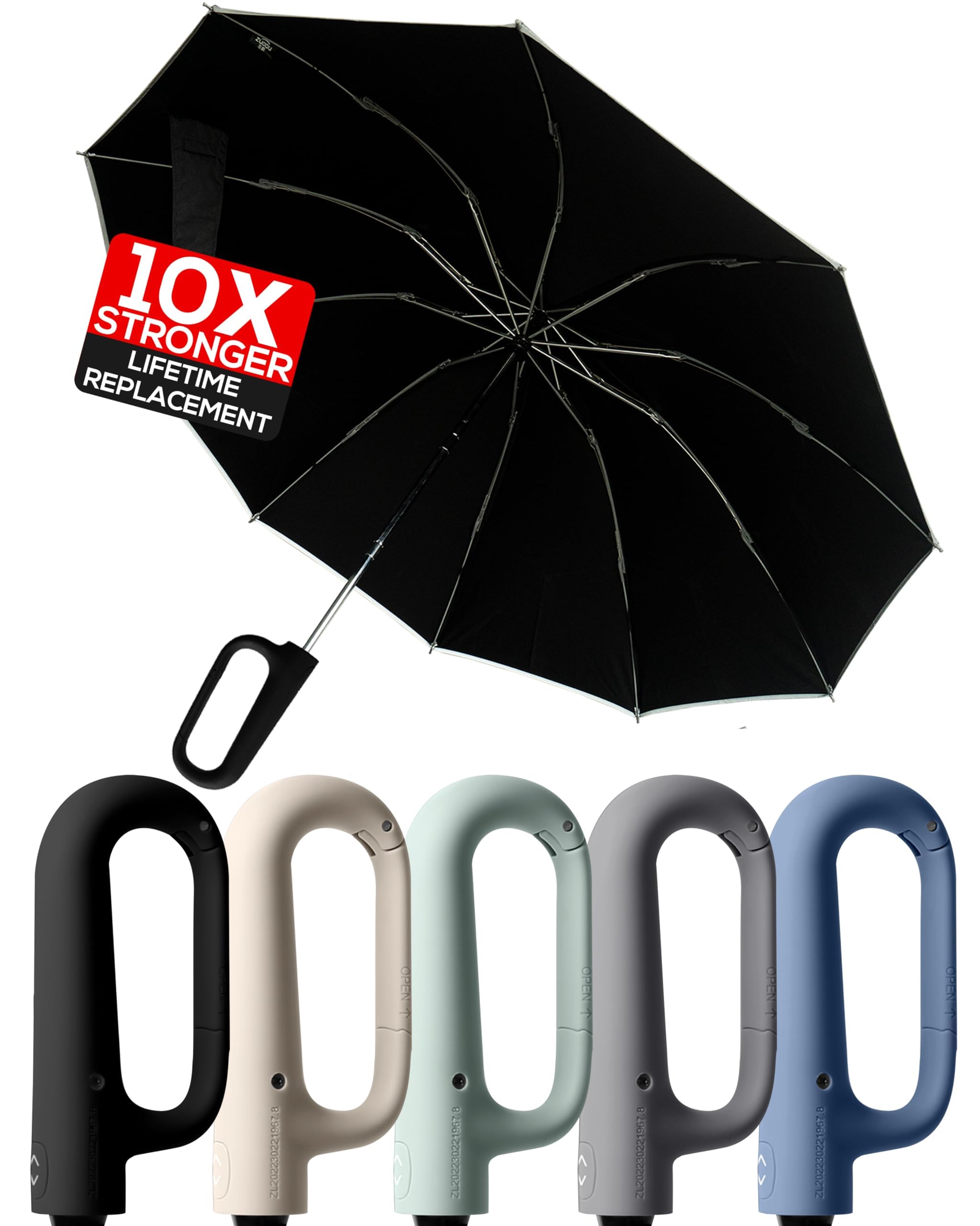Travel Compact Inverted Umbrella with Ring Buckle, Portable Large Strong Windproof Reverse Reflective Umbrellas for Rain & Sun, Automatic Open and Close Umbrella for Women Men-image-24