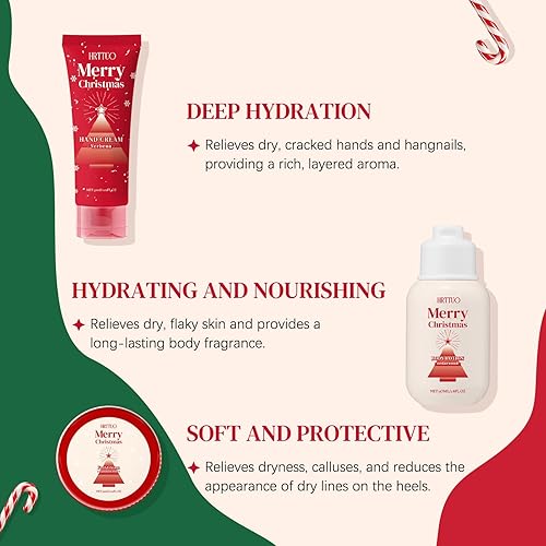 Miniatura 4 de Set de regalo de Navidad para el cuidado del cuerpo para mujeres, loción corporal hidratante con fragancia, crema de manos y crema de pies,