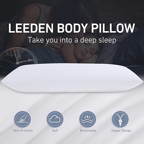 Miniatura 4 de Leeden Almohada de cuerpo completo para adultos, almohada larga firme y esponjosa, almohada transpirable para personas que duermen de lado y soporte