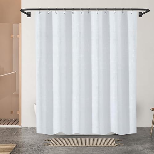 Miniatura 9 de Final Friday Cortina de ducha con tejido de gofre verde con forro a presión, tela de poliéster, juego de decoración de baño de hotel y spa,