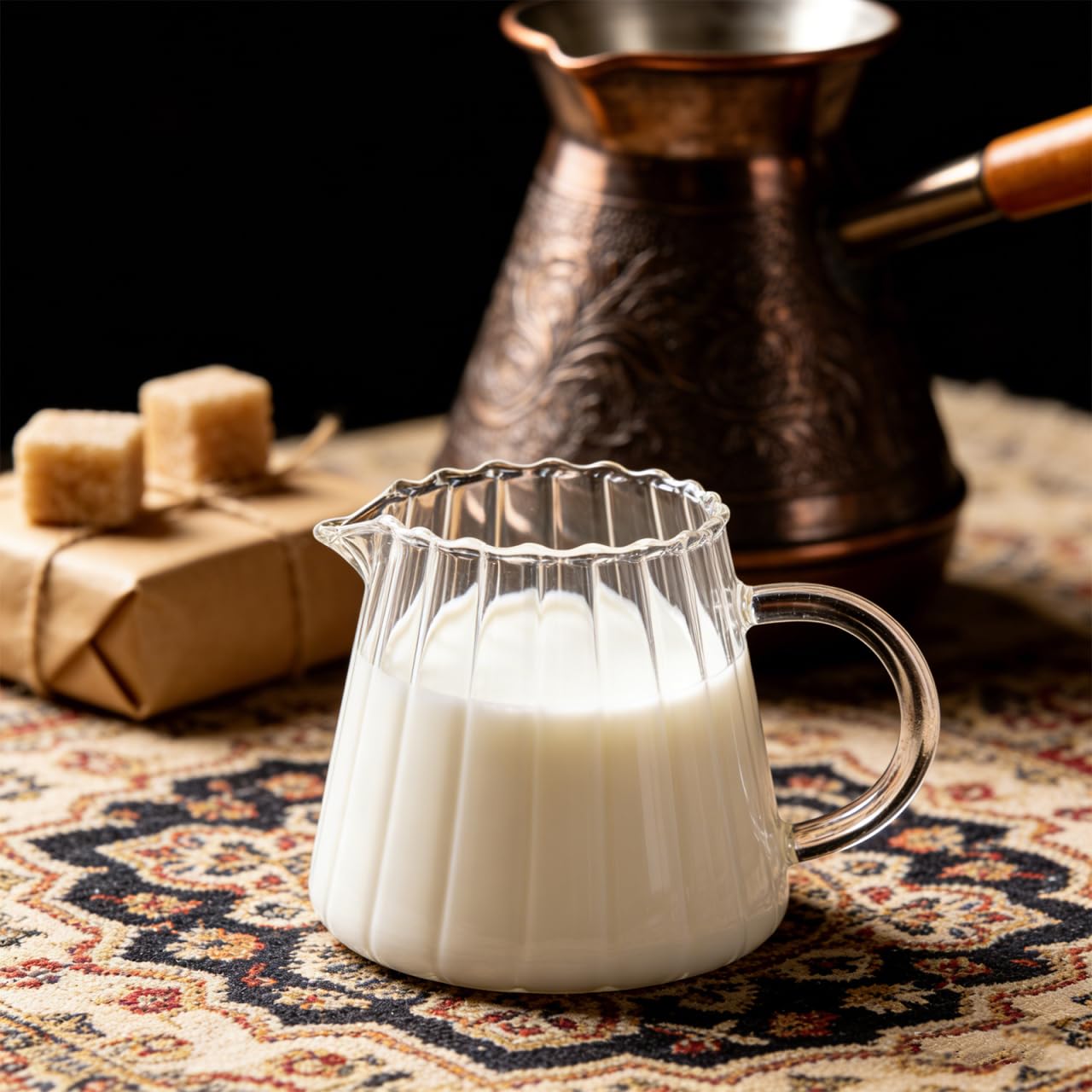 SOIMISS Confezione da 2 piccole brocche in vetro da 350 ml, per servire caffè, latte, tè e salse – Brocca per latte per la cucina