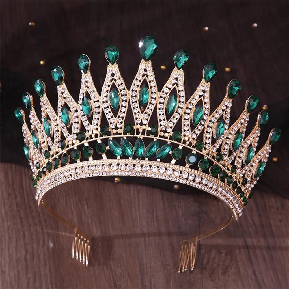 LNNSHX Frauen Strass Krone Große Diadem Braut Tiara Kronen Braut Hochzeit Party Kämme Krone Haar Schmuck