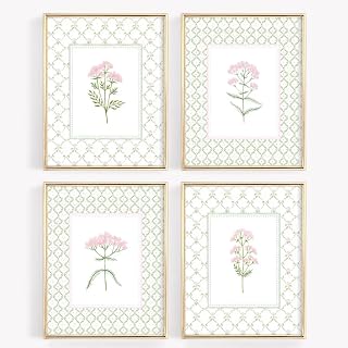 Nursery Girl Floral Wall Art Wildflower Baby Room Canvas Wall Decor Pink Green Flower Prints Poster Watercolor Pastel Botanical Picture Painting Nursery Artwork for Girls Bedroom 12x16x4 Inch Unframed