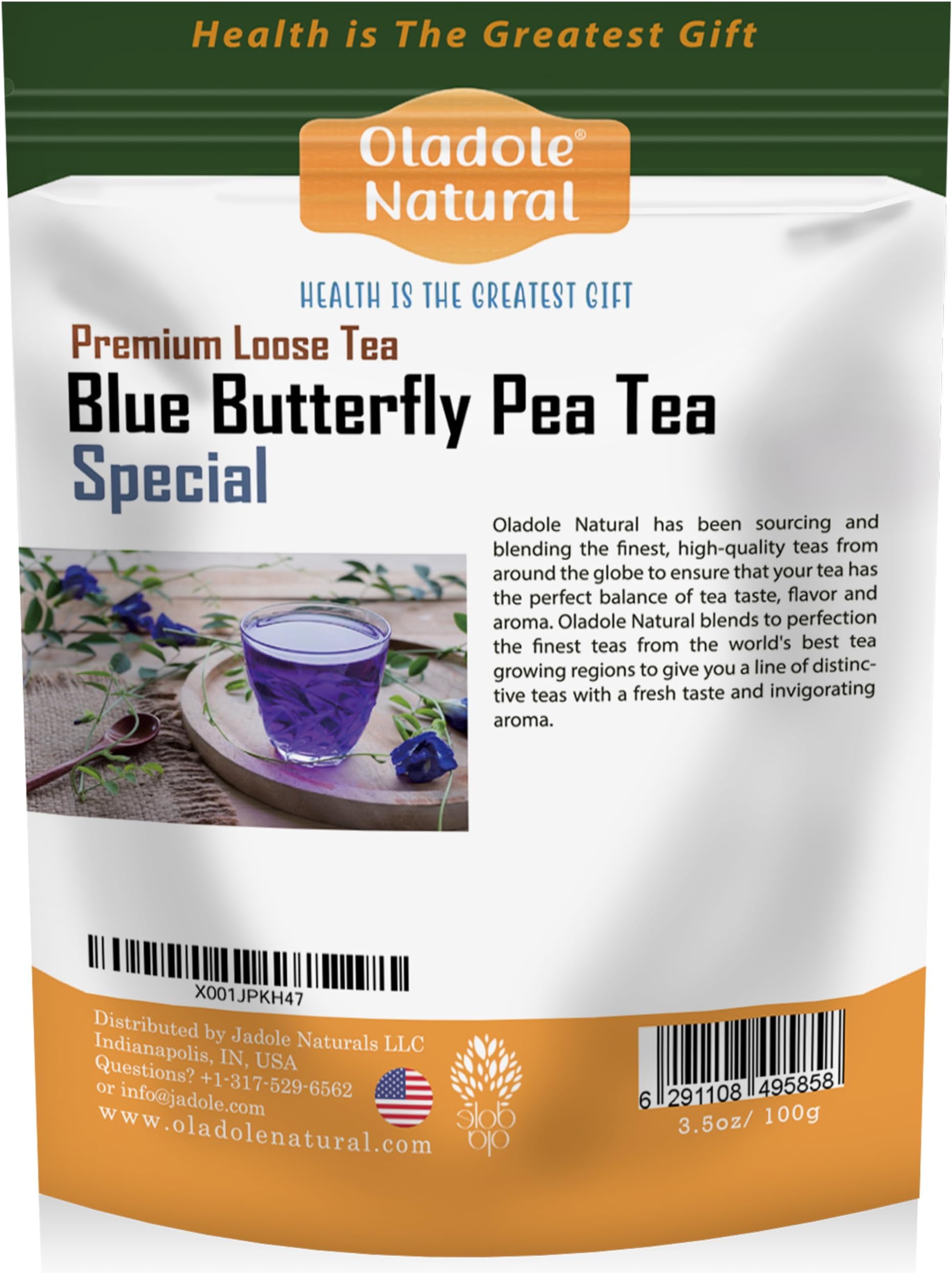 Oladole Natural Blue Butterfly Pea Tea - 100g | Herbal tea - Enhance Skin Health, Uplift Mood, Detoxifier, Anti-Aging, Nourishing & Balancing, Antioxidant, Hair Health | 100% Pure & Natural