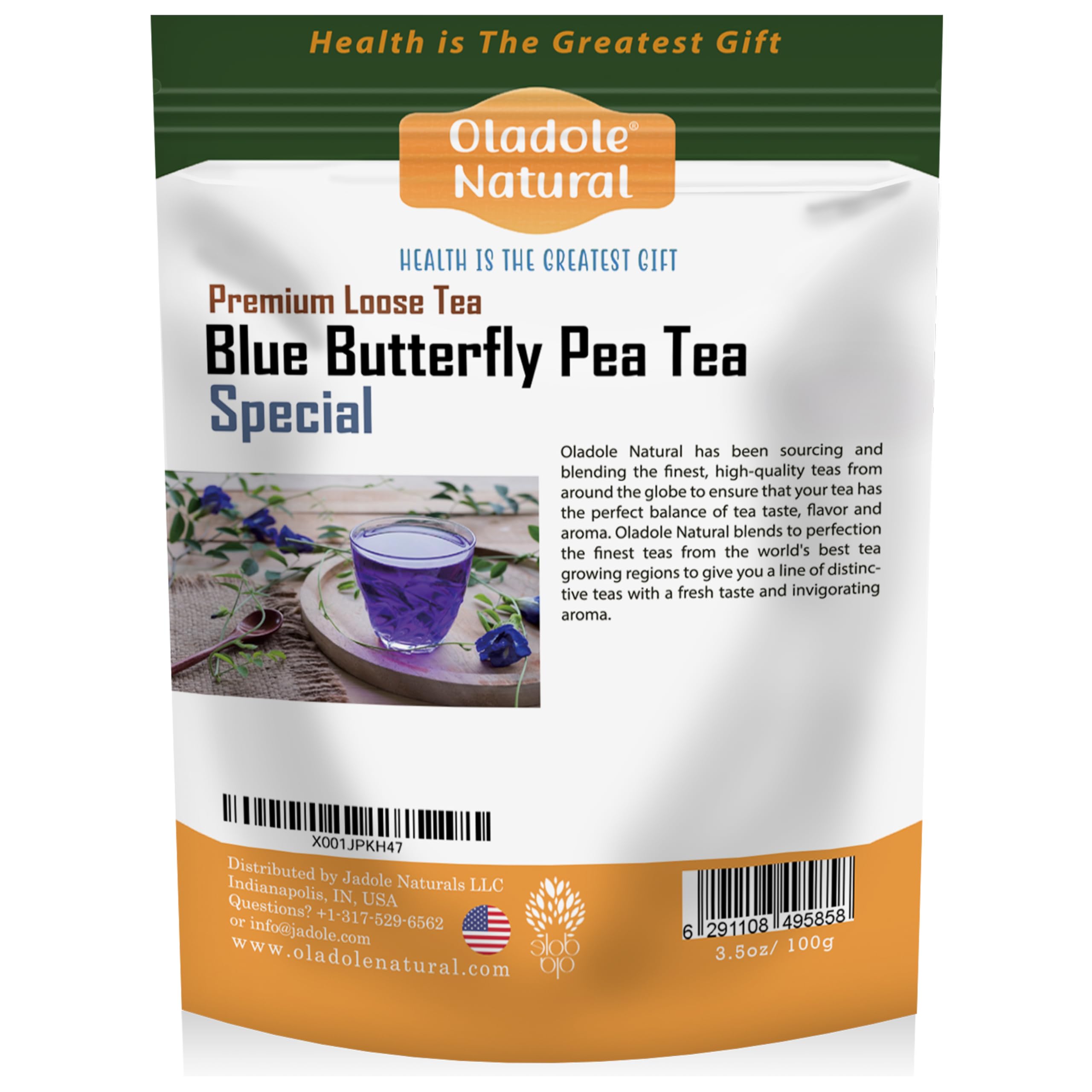 Oladole Natural Blue Butterfly Pea Tea - 100g | Herbal tea - Enhance Skin Health, Uplift Mood, Detoxifier, Anti-Aging, Nourishing & Balancing, Antioxidant, Hair Health | 100% Pure & Natural