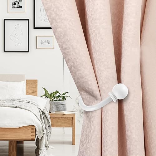 Miniatura 3 de Sumnacon Juego de 2 soportes decorativos de metal para cortinas de ventana, para montaje en la pared, para dormitorio, sala de estar, oficina, viene