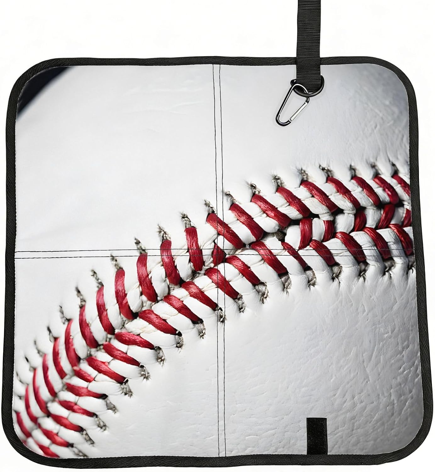 (Baseball Lace Close Up) Sitting Pad Foldable Seat Cushion Lightweight Camping Seat Mat with Hook for Outdoor Hiking Picnic Camping