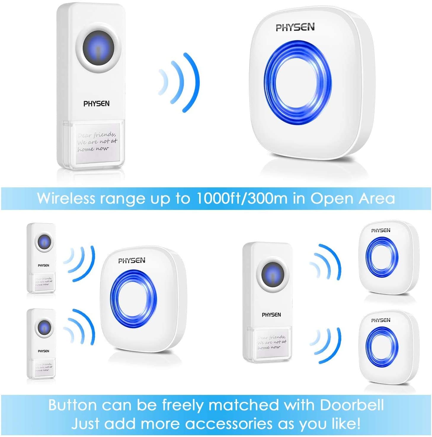 Door Window Sensor Chime PHYSEN Single Magnetic Door Sensor for Entrance Bell White Without Receiver (3 IN, White) : Tools & Home Improvement