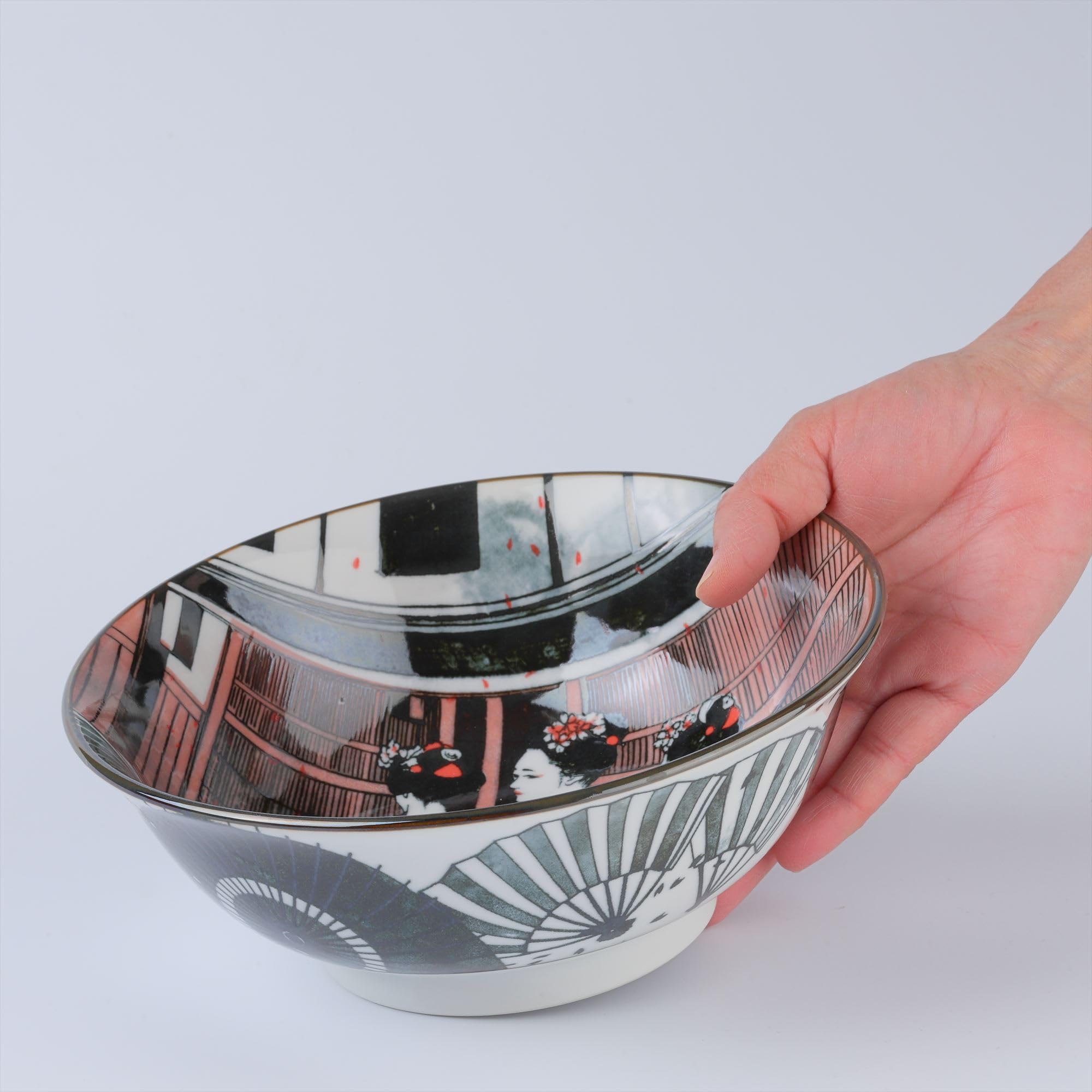 Mino Ware Donburi - Cuenco de cerámica para fideos ramen, 8.1 pulgadas, 24 onzas líquidas, diseño japonés MAIKO