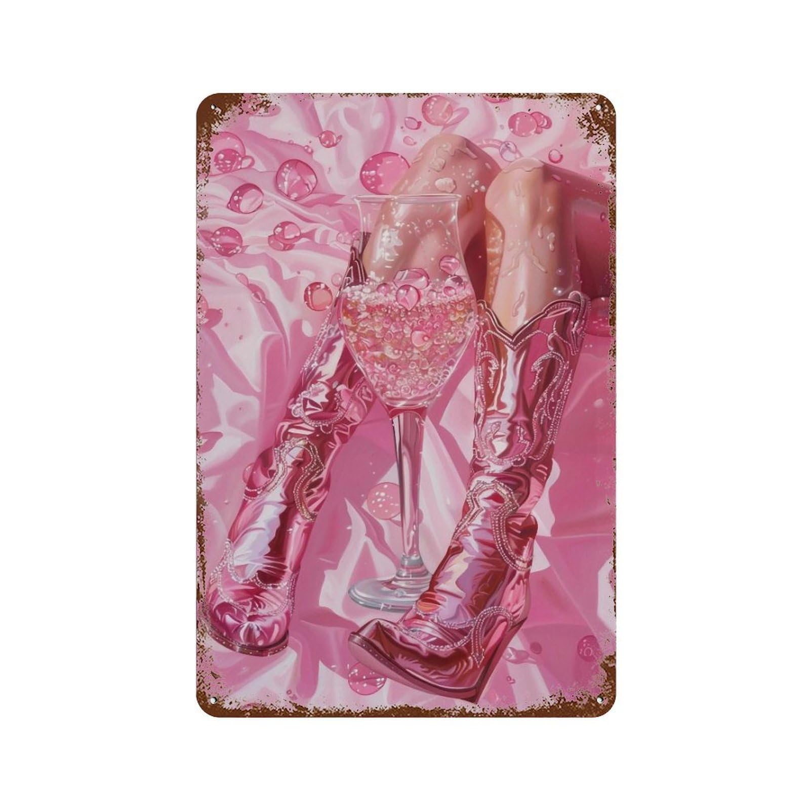 Hduryeyryy Multicolour Cowgirl In The Glass 03 Wall Retro Iron Vintage Art Metal Tin Sign Poster Modern Home Cofffee Club Art Bar Shop Decor 30X20cm