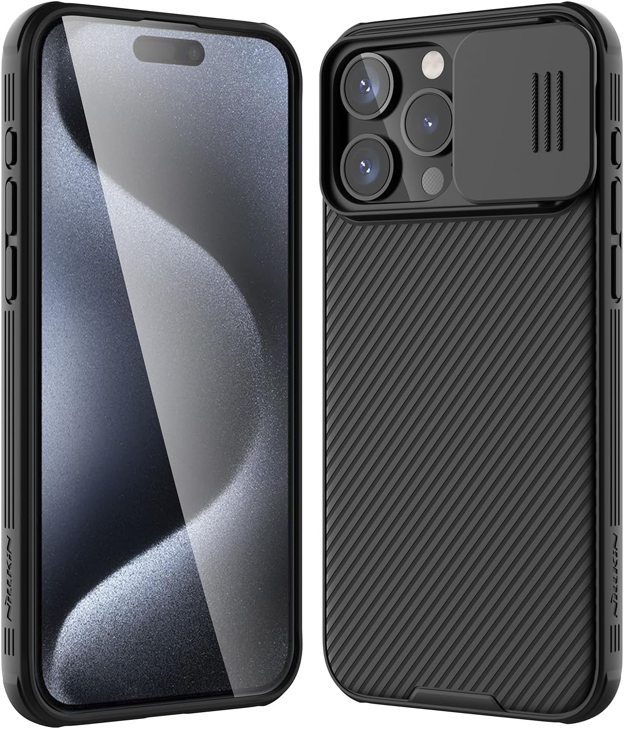 Nillkin Camshield Pro Cover for iPhone 15 Pro Case with Sliding Camera Cover [Upgraded Lens Protection] [Hard PC+TPU Bumper], Slim Shockproof Protective Phone Case - Black