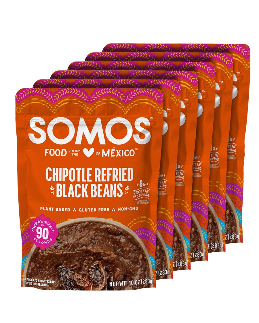 SOMOS Chipotle Refried Black Beans, Gluten Free, NonGMO