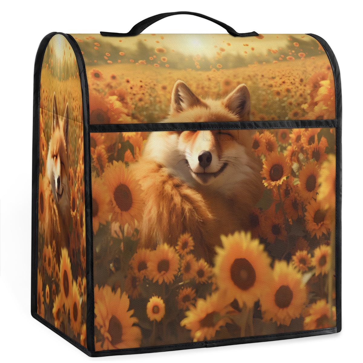 Coffee Maker Cover Flower Sunflower Fox Kitchen Appliance Covers Small Appliance Covers Blender Cover Juicer Cover Dust Covers for Kitchen Appliances with Top Handle and Pockets,Washable,C363