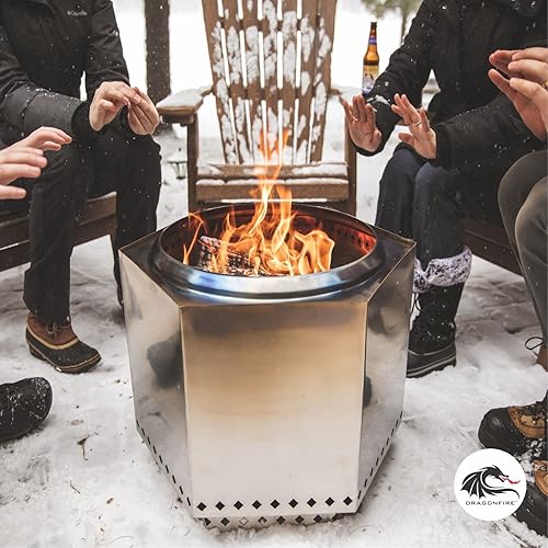 Miniatura 2 de Dragonfire Chimenea sin humo, accesorios incluidos rejilla de parrilla, soporte base y cubierta resistente a la intemperie. Hoguera grande para