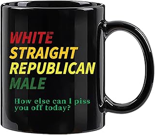 epublican Coffee Mug for Men, White Straight Male Design, Conservative Political Gifts, Funny 11 Oz Ceramic Cup, Birthday or Holiday Gift for Men- Black