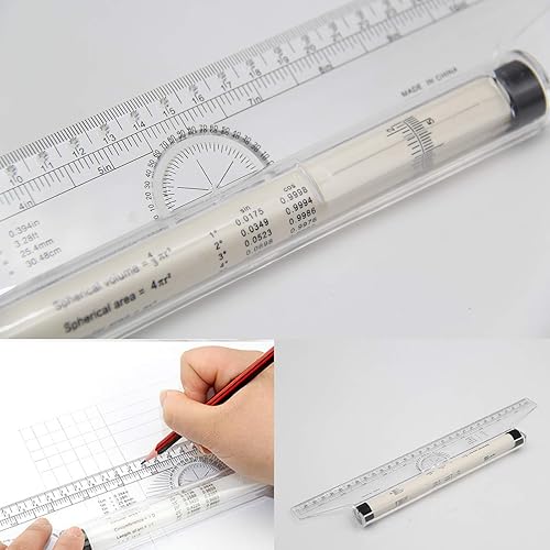 Miniatura 4 de Regla de medición de plástico, paquete de 2, regla de medición multifuncional, regla de rodillo de dibujo, regla para medir, dibujar, estudiantes,