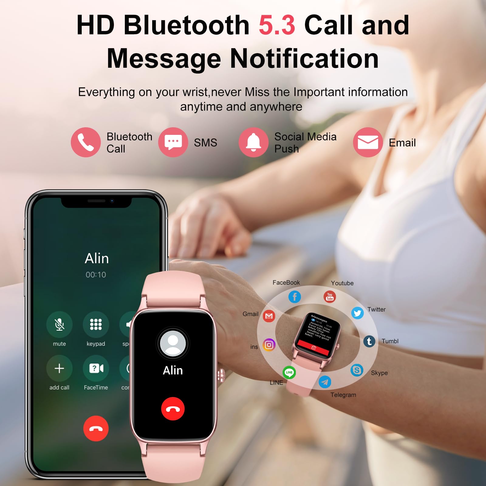 Smartwatch Uomo Donna, 1.57" HD Orologio Smartwatch con Effettua/Risposta Chiamate, 110+ Modalità Sportive Smart Watch con Cardiofrequenzimetro/Sonno/Contapassi, IP68 Orologio Fitness per iOS Android