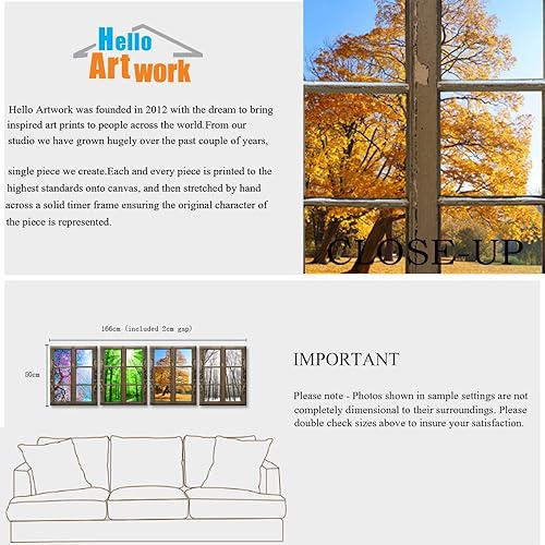 Miniatura 6 de iHAPPYWALL Marco de ventana de paisaje moderno de 4 estaciones, decoración de pared, primavera, verano, otoño, invierno, cambios de temporada,