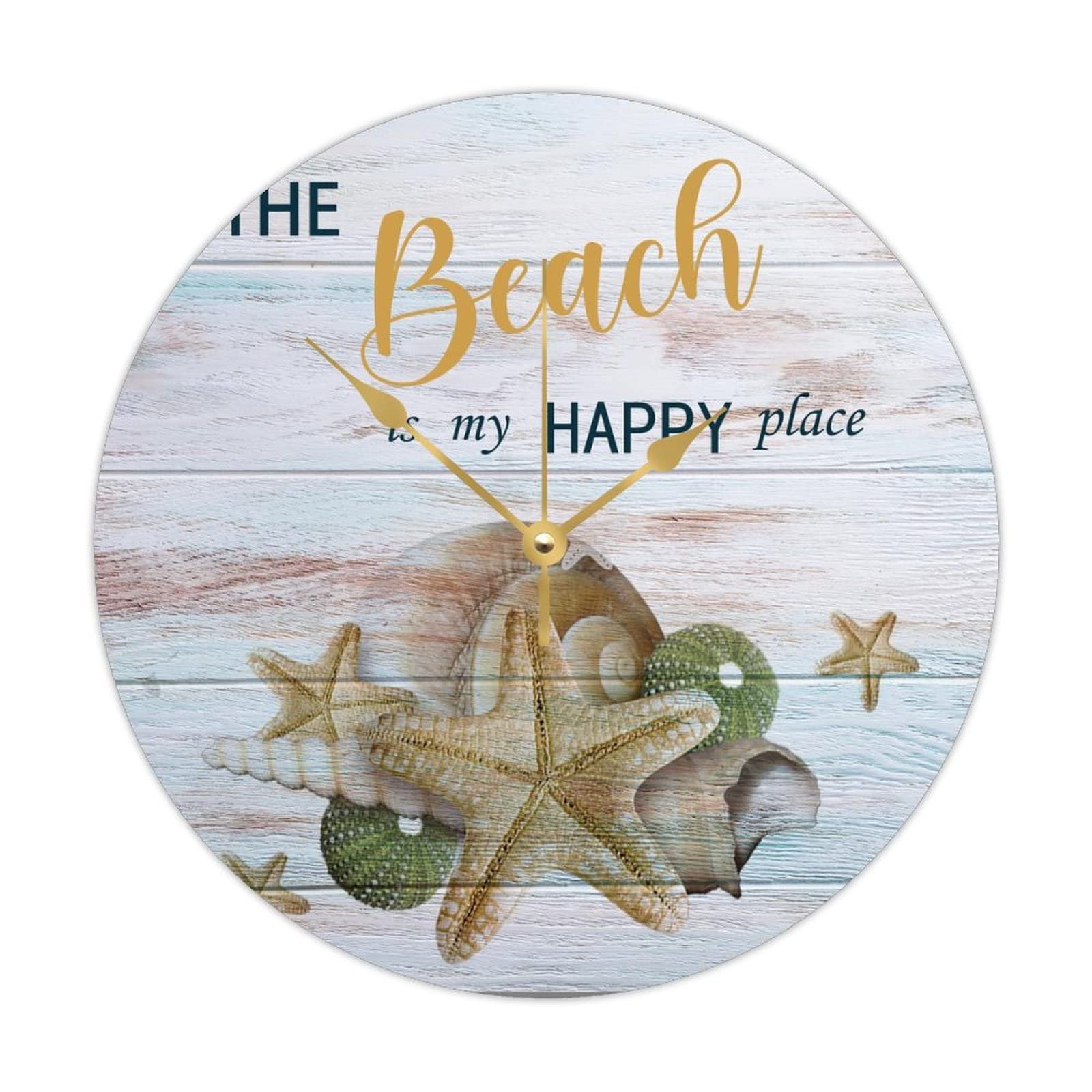 Horloge ronde en bois de 38 cm pendule murale de cuisine et décoration de salon marine