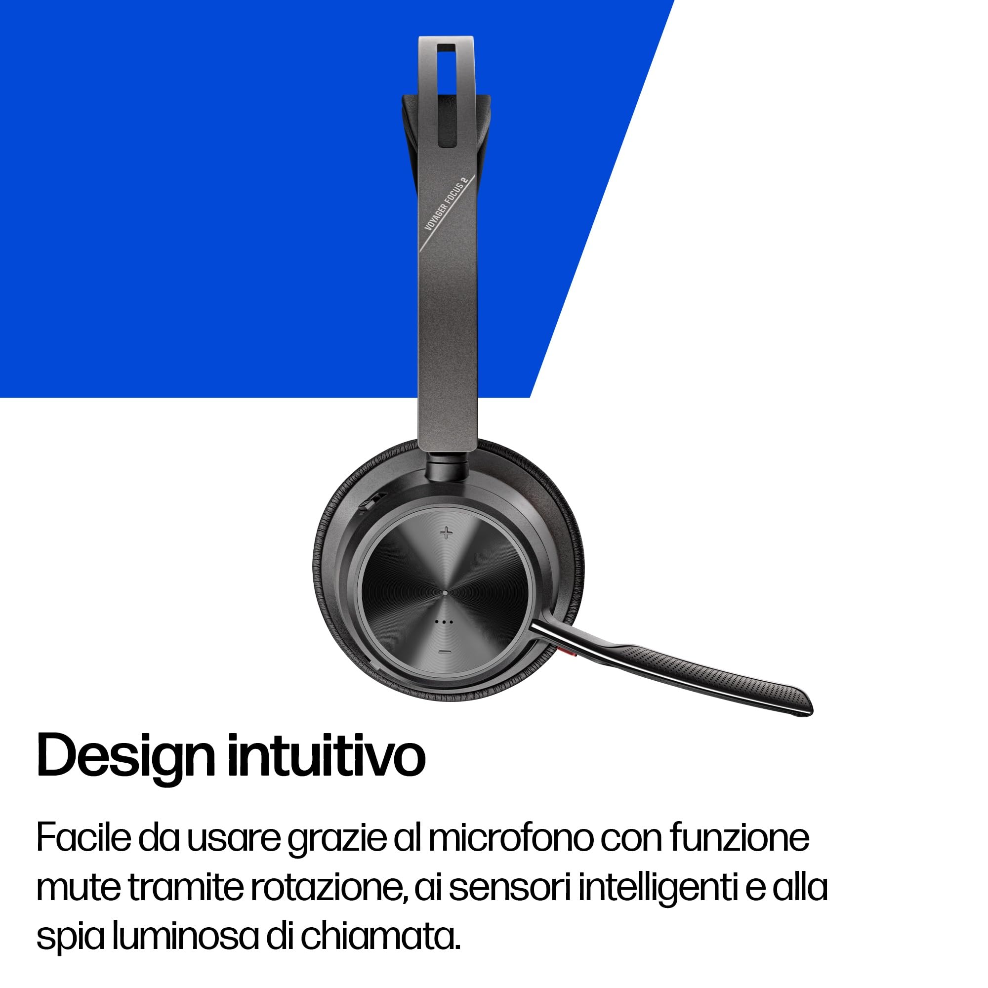 Poly Voyager Focus 2 USB-C-C Headset con adattatore USB-C/A e supporto di ricarica A58JDAA, cancellazione attiva del rumore e microfono con Acoustic Fence