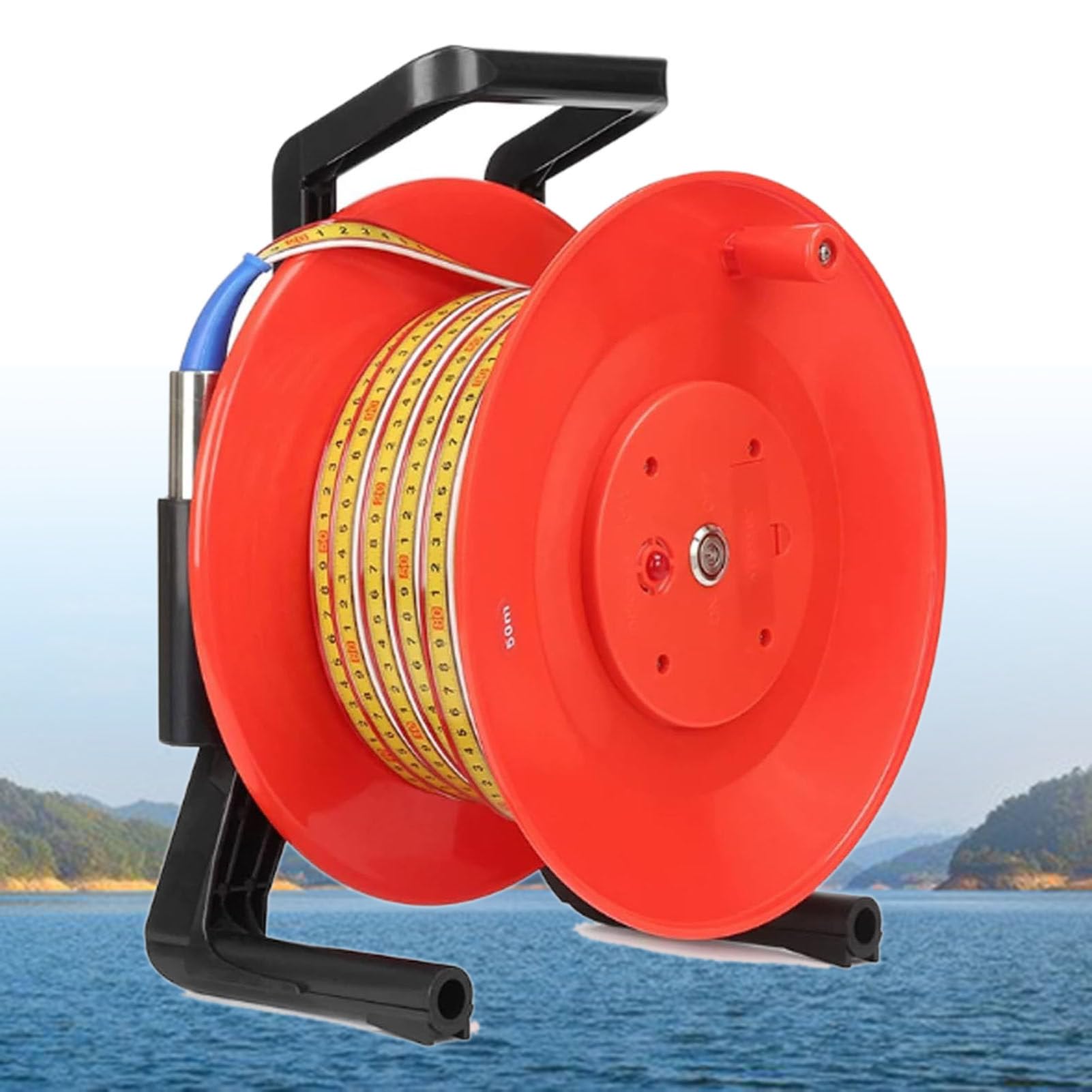 ExoticaBlend Portable Deep Well Water Level Meter Indicator Water Level Gauge Borehole Depth Measurement Steel Tape Ruler Dip Meter Depth 10-300m 100m(328ft)