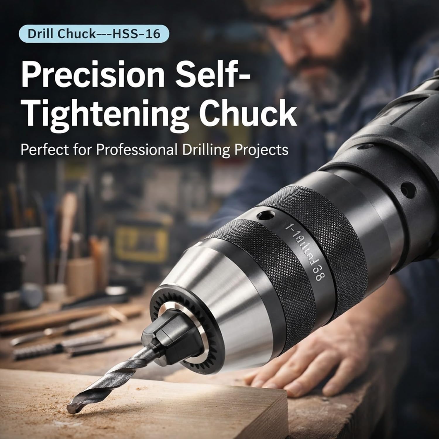 Self Tightening Drill Chuck Keyless, High Speed Steel, 1-16mm B18 - Heavy Duty, Durable Clamping, Ideal for Lathe and Milling Machines
