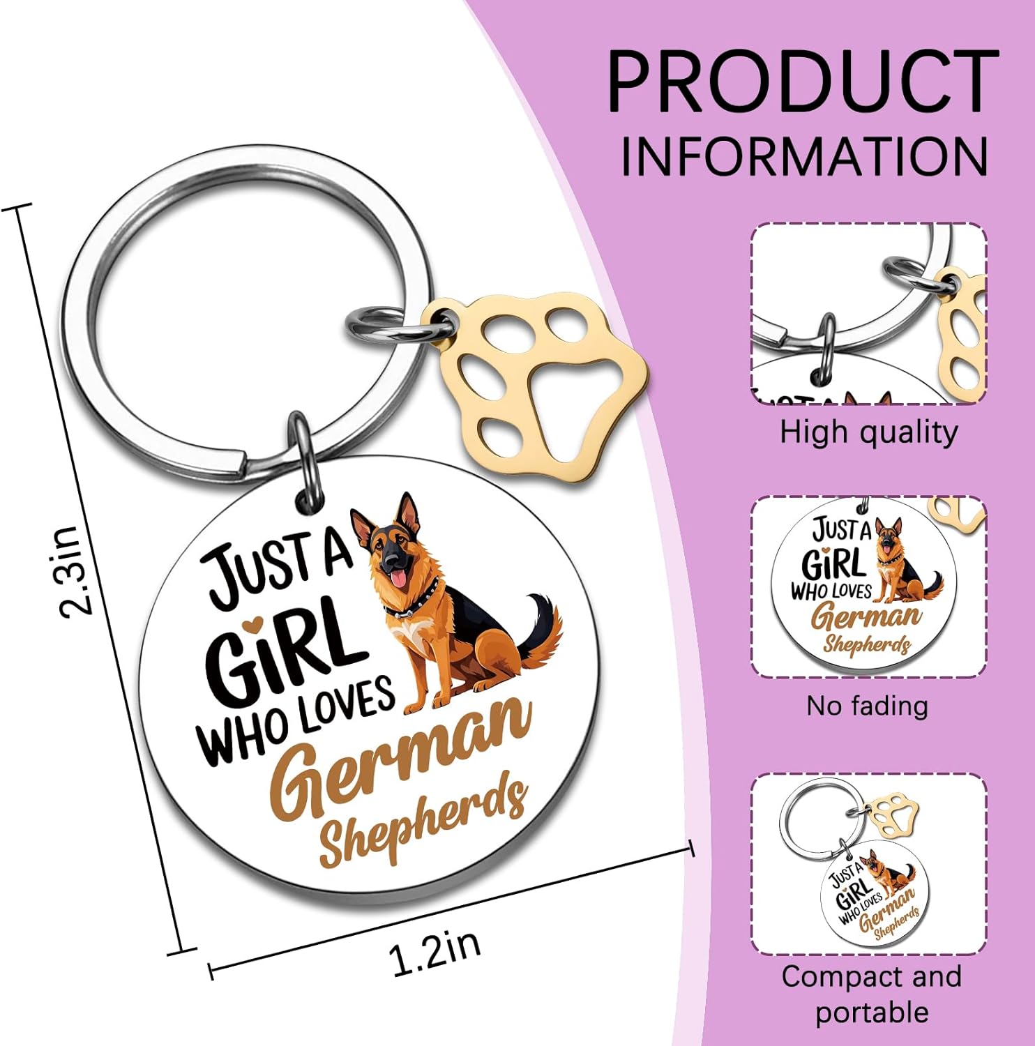 German Shepherd Gifts Keychain German Shepherd Bag Charm Christmas Birthday Gifts For Women - Image 6