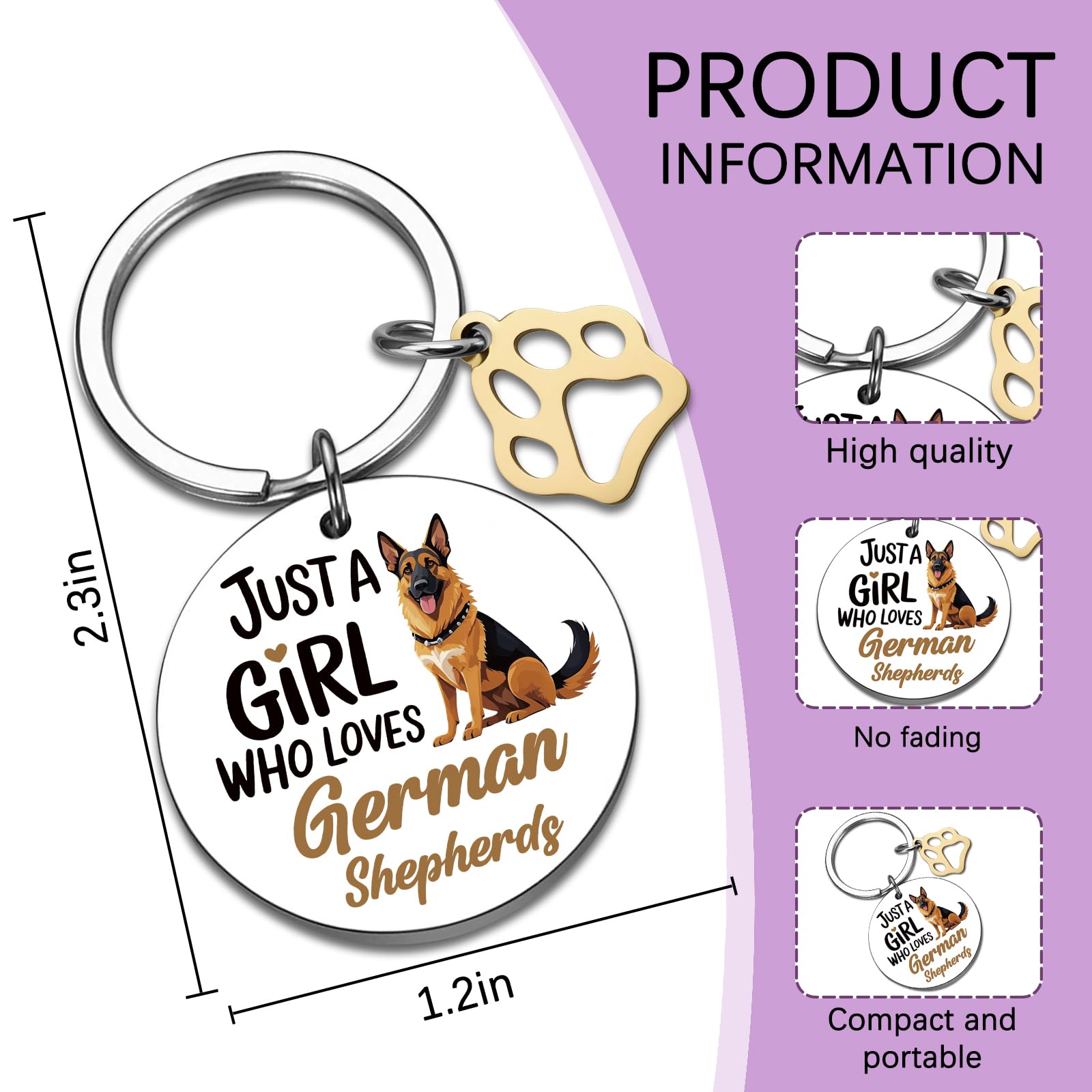German Shepherd Gifts Keychain German Shepherd Bag Charm Christmas Birthday Gifts For Women