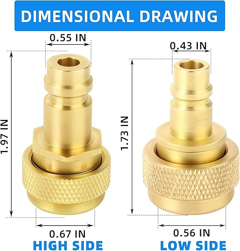 Miniatura 3 de 2 unids R134A a R1234YF Retrofit High and Low Side Quick Coupler, apto para el sistema refrigerante de CA
