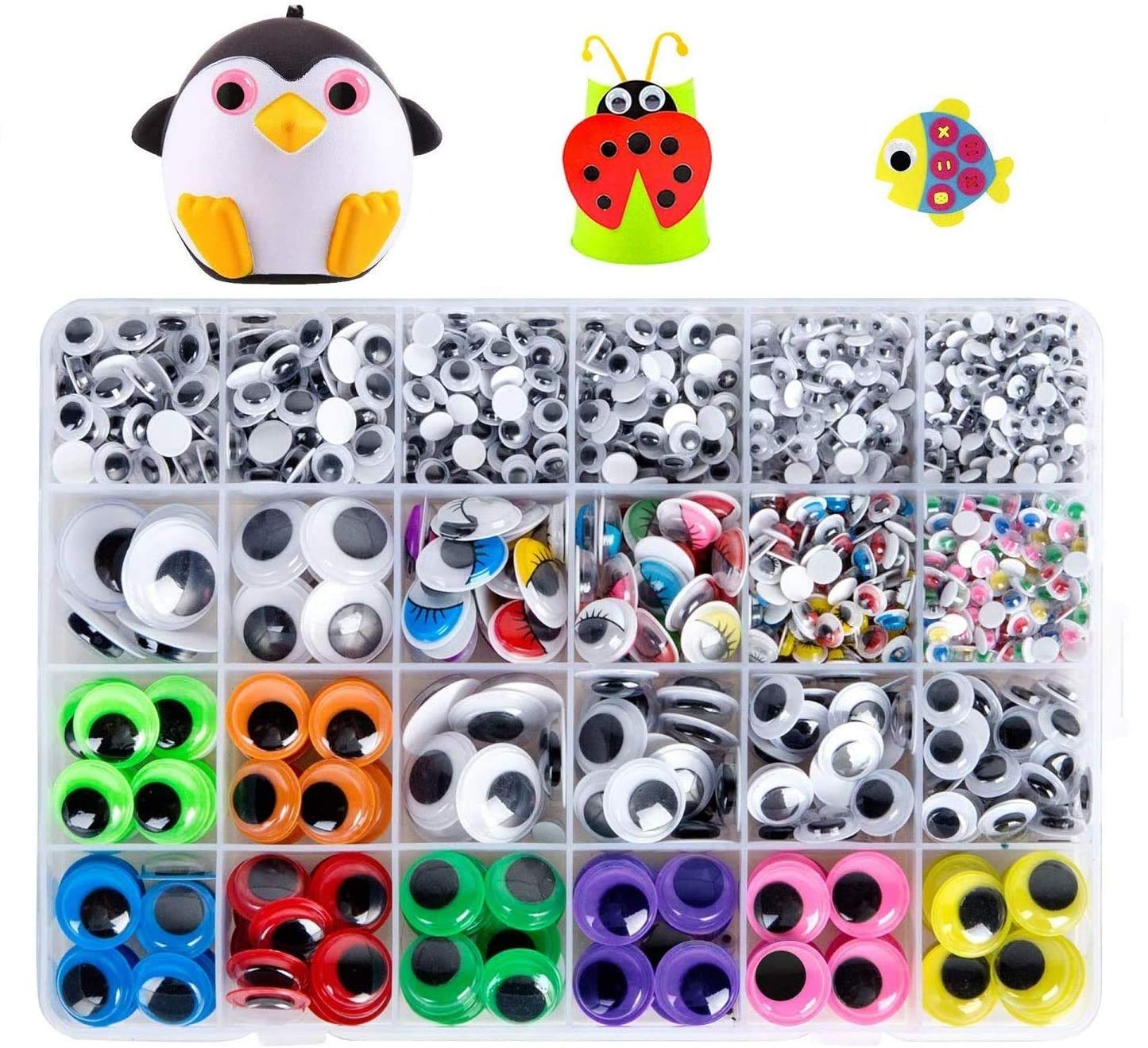 Surakey 500 Occhi Mobili Autoadesivi Assortiti 4-12 Mm In Scatola Per Bambole E Scrapbooking