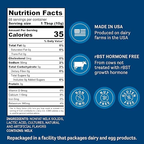 Miniatura 3 de Judee's Yogurt Powder 1.5lb (24oz)  100% sin OMG, rBST sin hormonas  Sin gluten y sin nueces  Hecho de productos lácteos reales  Hecho en Estados