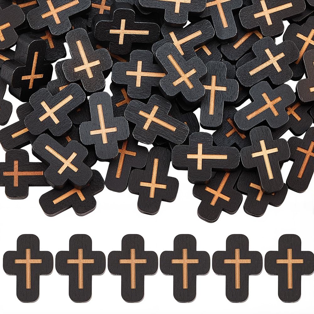 Petit crucifix en bois noir pour boucles d'oreilles et bracelets SUNNYCLUE en perles croix