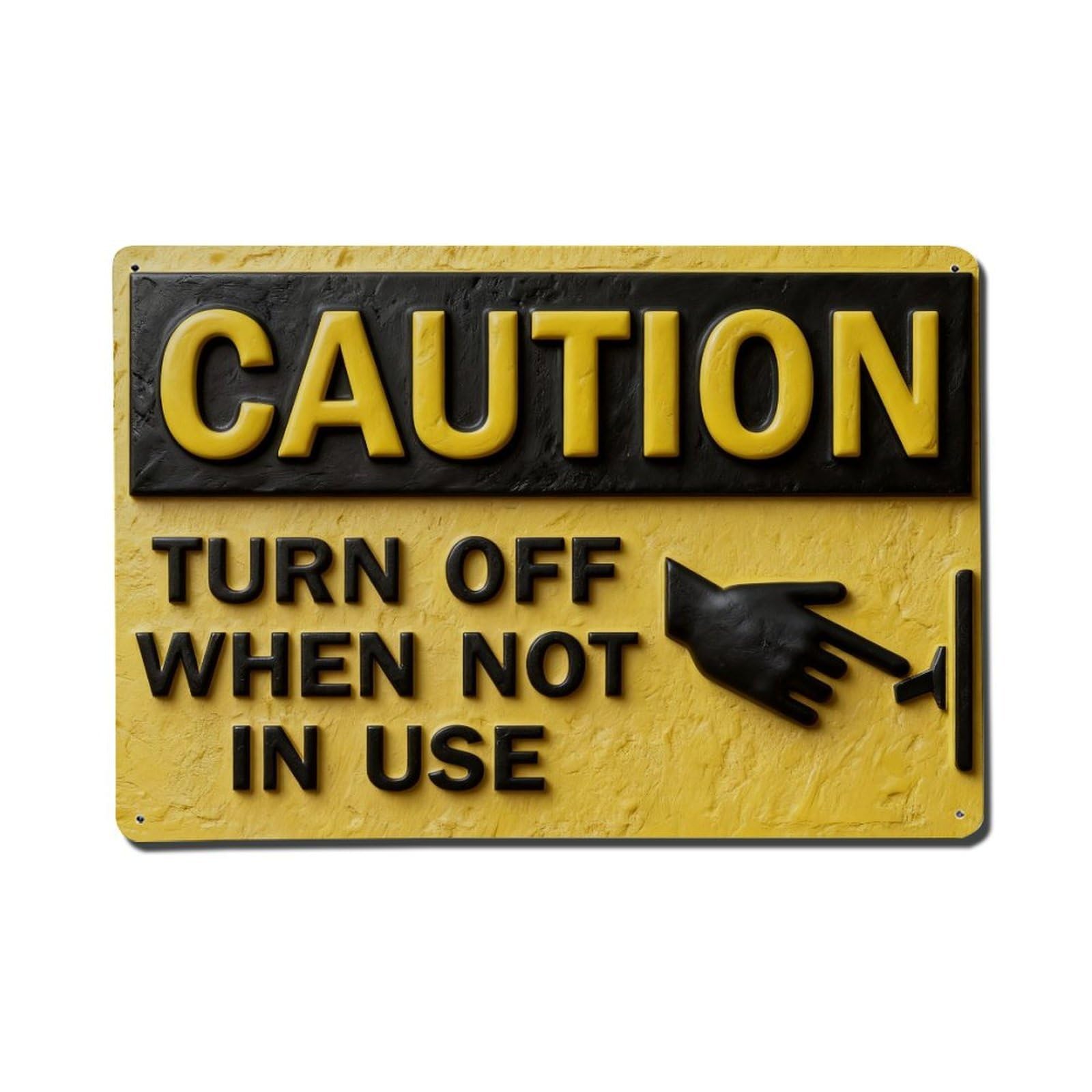 Iageret Vintage Caution Turn Off When Not In Use Metal Tin Sign Retro Wall Decor, Bar Garage Cafe Kitchen Home Wall Art Poster Decoration 8X12inches