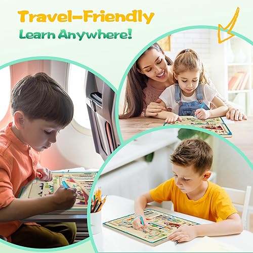 Miniatura 6 de POZZLO Laberinto magnético de color y números juguetes Montessori para actividades de aprendizaje preescolar de 3 años, clasificación de colores de