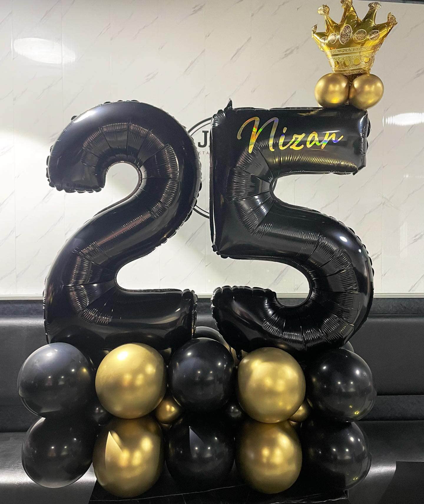 40 Inch Giant Black Number 25 Mylar Balloons - 25th Birthday Party Decorations, Helium Or Air Fill, Set Of 2 Numbers + Straw